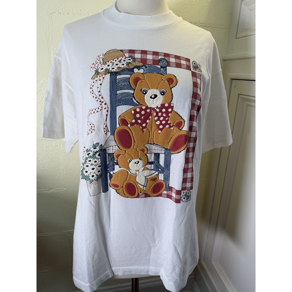 Vtg Single‎ Stitch Teddy Bear T-Shirt 80s/90s Graphic Tee USA Retro Adult Sz L